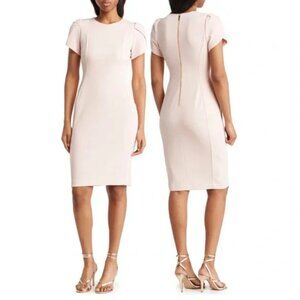 Calvin Klein Tulip Sleeve Sheath Dress Light Pink NWT Size 2